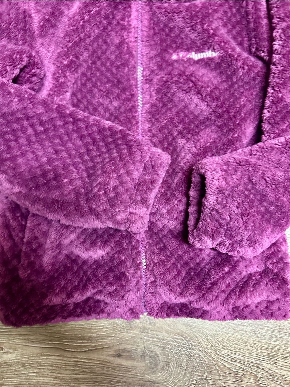 Columbia XS 6 Kids' Plush Fleece Jacket - Purple - Picture 3 of 7